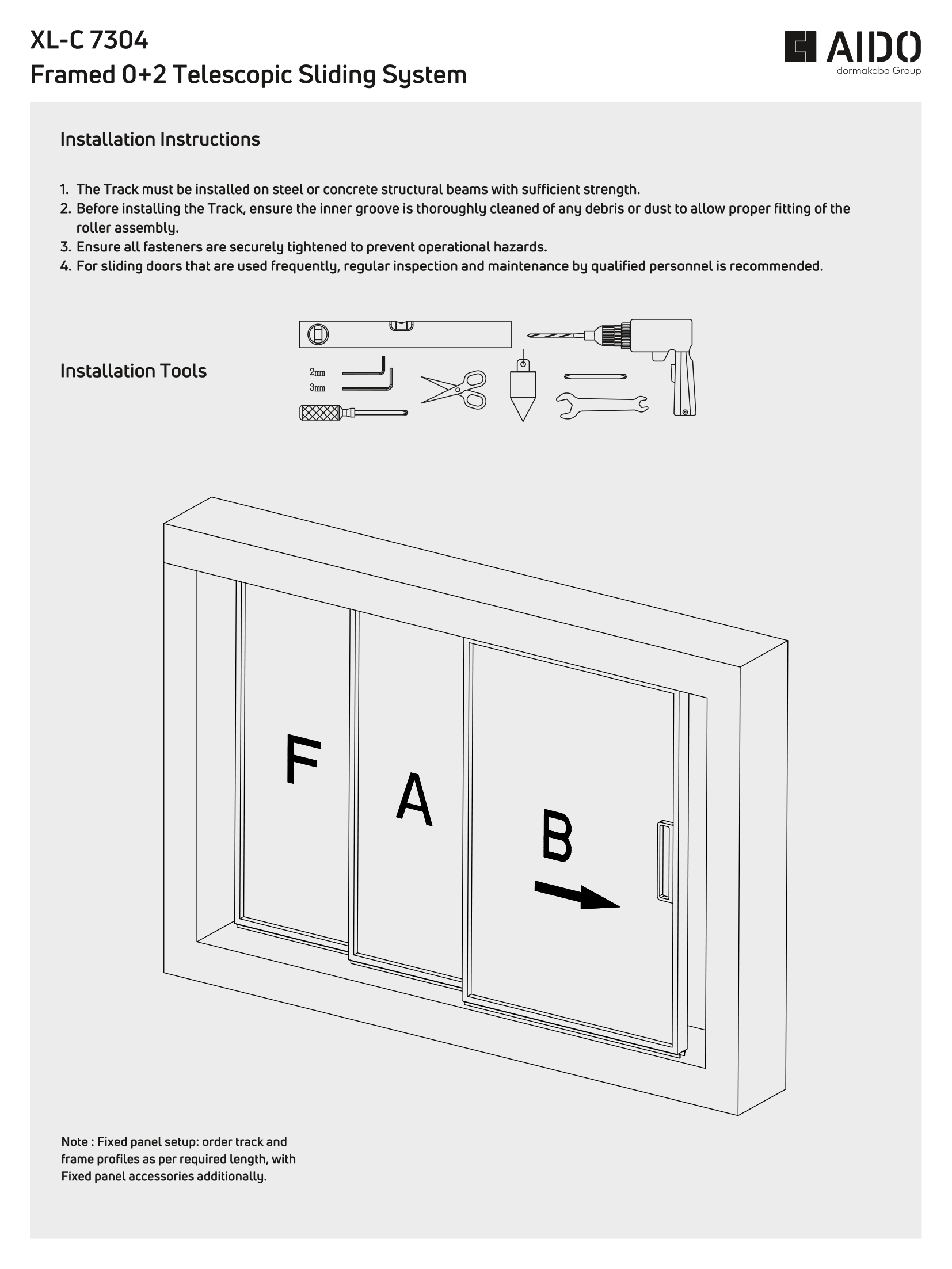 XL-C 7304 Framed 0+2 Telescopic Sliding System