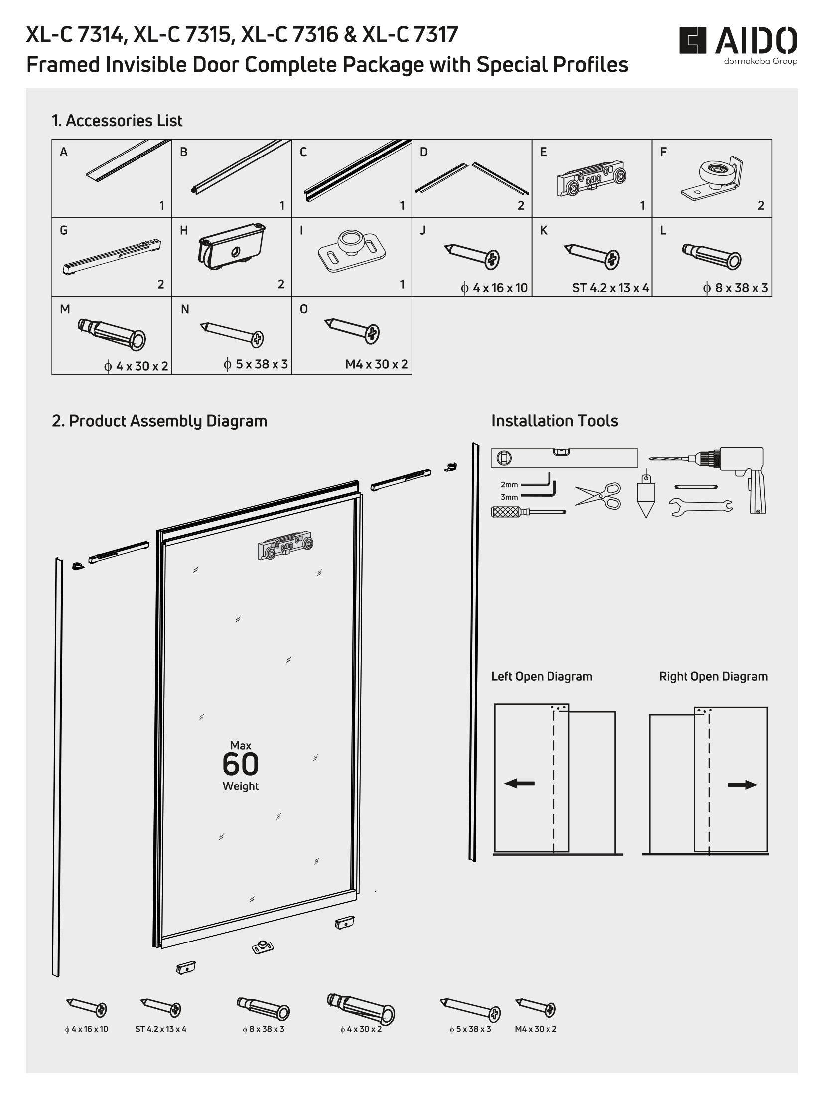 XL-C 7314 Framed Invisible Door Complete Package with Special Profiles