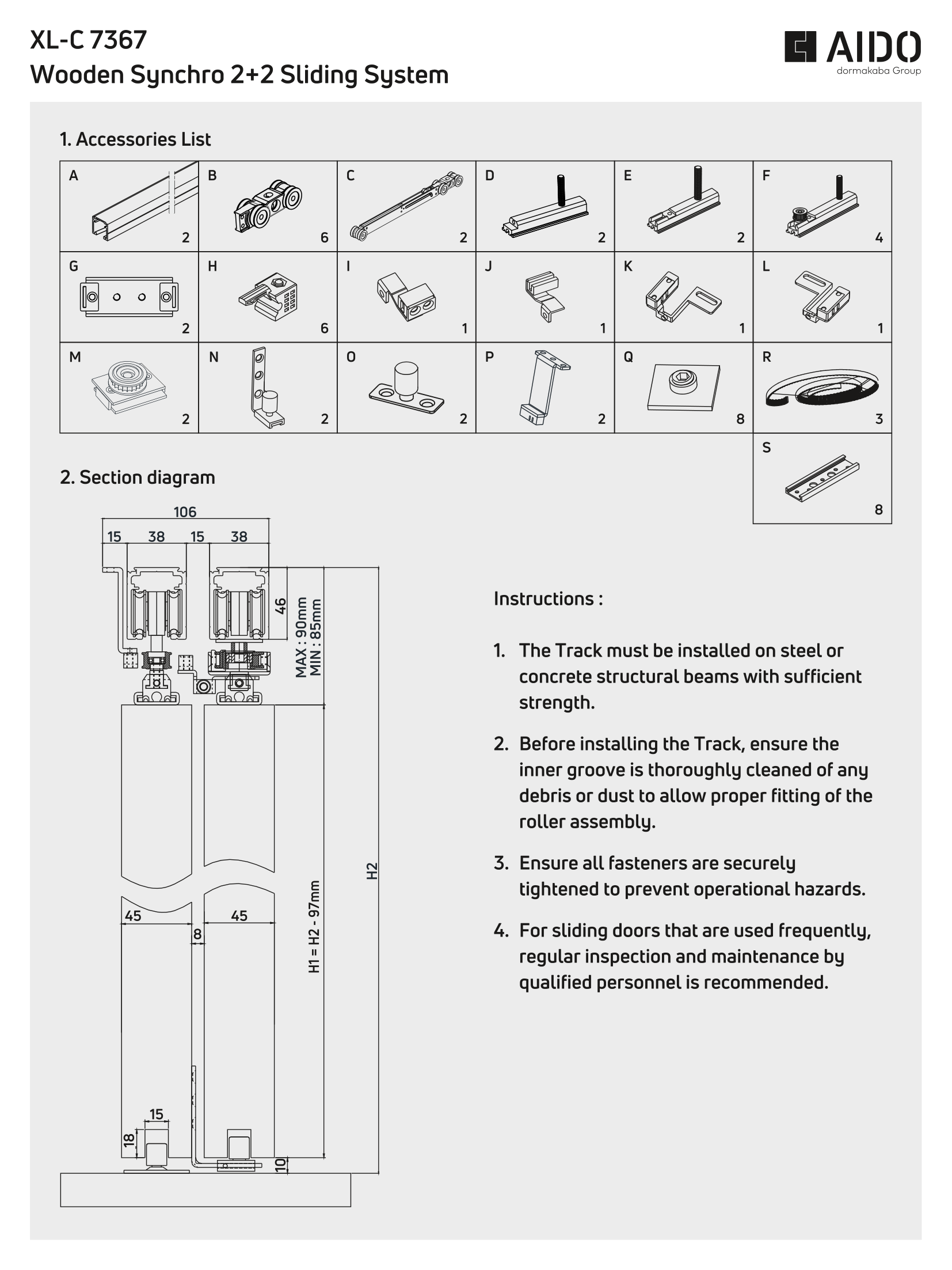 XL-C 7367 Wooden Synchro 2+2 Sliding System